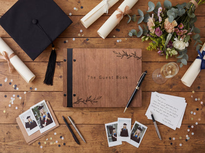 Aspen Studio Guest Book with Signing Pen with Photo of Polaroid for Wedding Book and Memorial Occasions Guest Signing Book for Wedding, Memory Guest Book