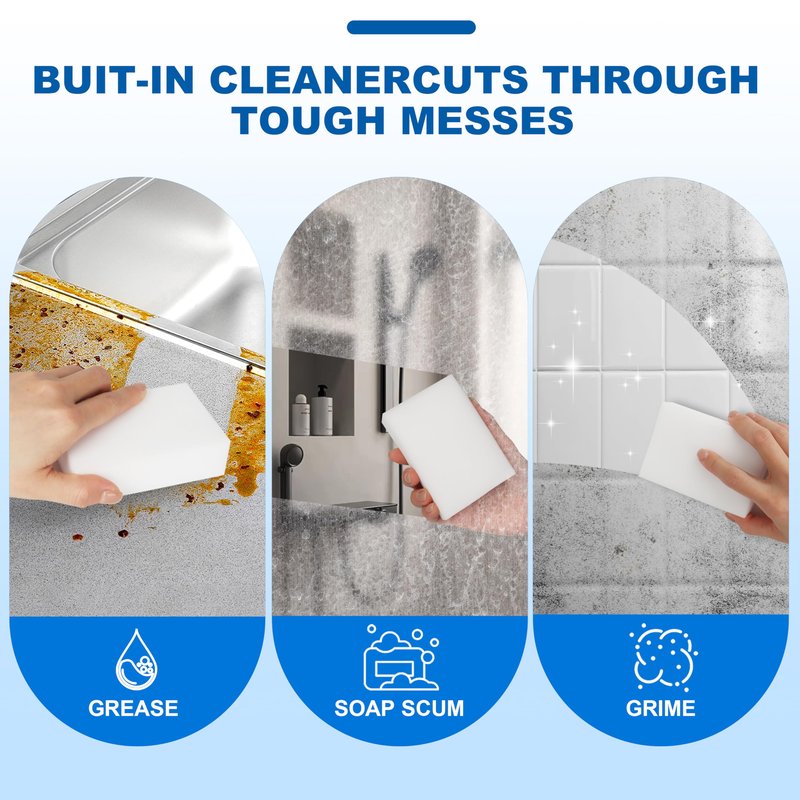 Dr.Wow 50-Pack Extra-Thick Melamine Sponges – 3.94" × 2.76" × 1.18" Durable Kitchen & Bathroom Cleaning Pads – Powerful, Non-Scratch, Water-Activated Magic Sponge