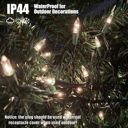 HISHINY Christmas Lights - 100 Count Clear String Lights with Green Wire | 32 Feet for Indoor & Outdoor Decor
