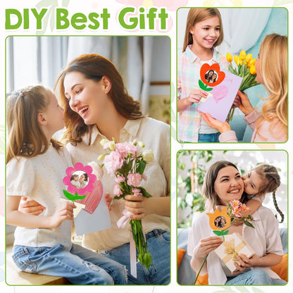 8Pcs Flower Spring Wood Crafts to Paint, Wooden Flowers Picture Frame for Craft, 3D Unfinished Spring Picture Frame Craft for Painting, DIY Mother’s Day Gifts Flower Cutouts for Painting Decorations