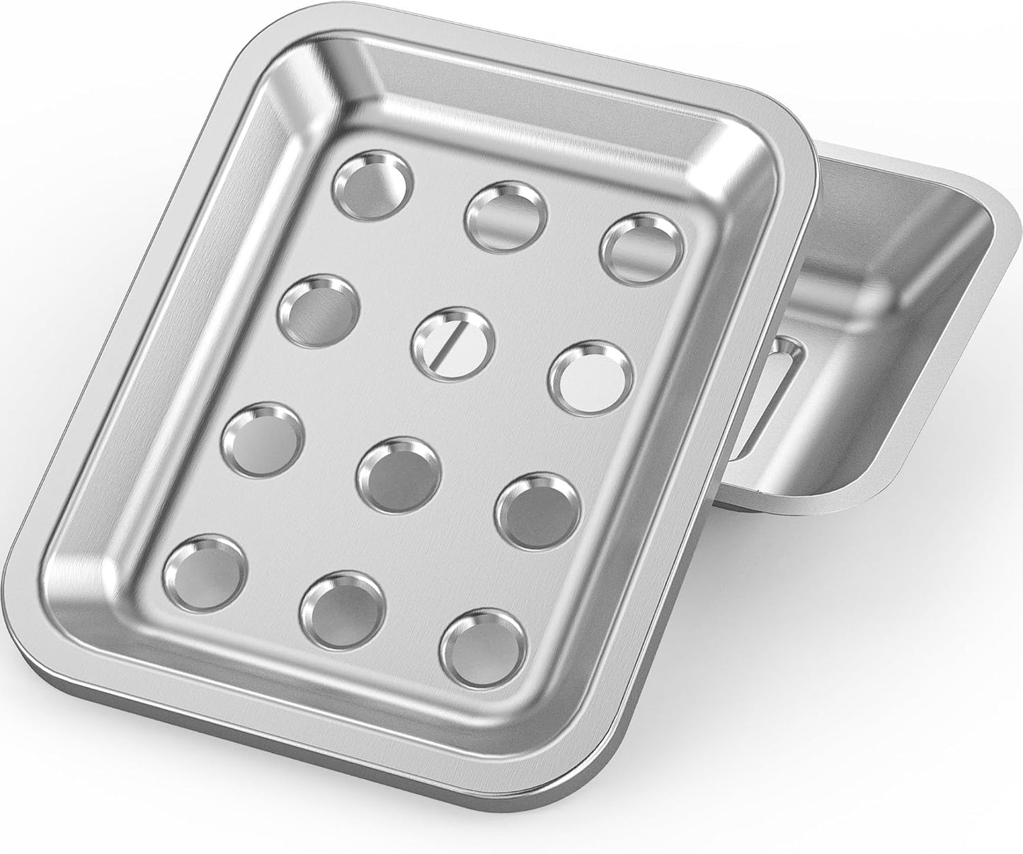 Countertops Stainless Steel Soap Dish, Large Double-Layer Draining Soap Holder, Metal Soap Dish for Bathroom, Shower