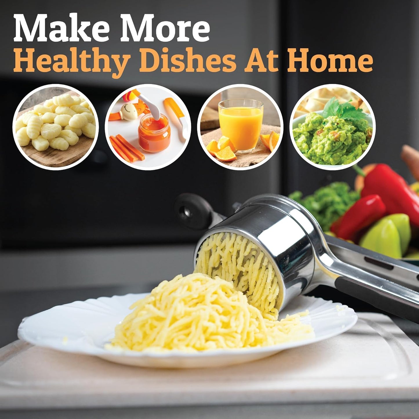 15oz 3 PriorityChef Large Potato Ricer With Discs, Heavy Duty Stainless Steel Potato Ricer for Mashed Potatoes, Potato