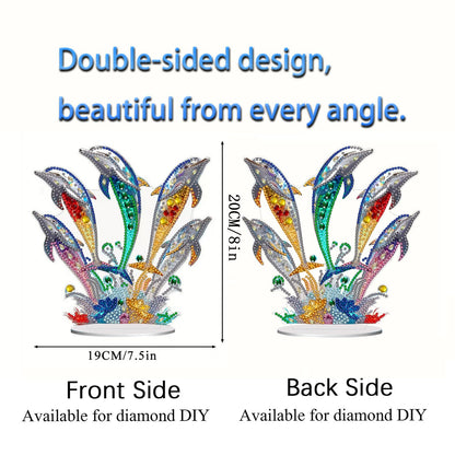 LIULIMI DIY 5D Painting Kits, Special Shaped Crystal Art Kit, Stand Up Acrylic Tabletop Ornament Making Kit, Two-Sided Painting, Great Holiday Gift(Dolphins)