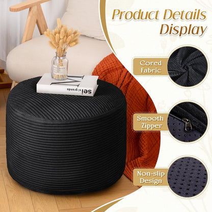 AS AWESLING Plush Round Ottoman Foot Rest - Dual Size Comfort for Living Room