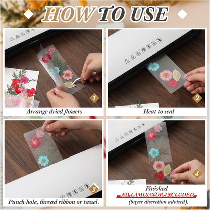Fuyoooo 376 Pcs Dried Flower Bookmark Making Kit, DIY Bookmark Laminating Pouches with Tassels and Puncher, Handmade Craft Kit for Women, DIY Gifts for Book Lovers (Rainbow Color,2 x 6 Inch)