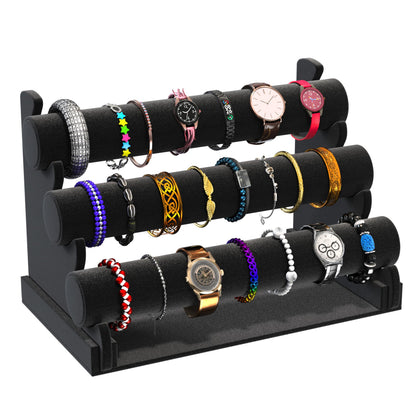 Comelyjewel 3 Tier Velvet Jewelry Organizer Stand for Bracelets, Watches & Necklaces – Space Saving Display Holder for Vanity & Vendor Booths