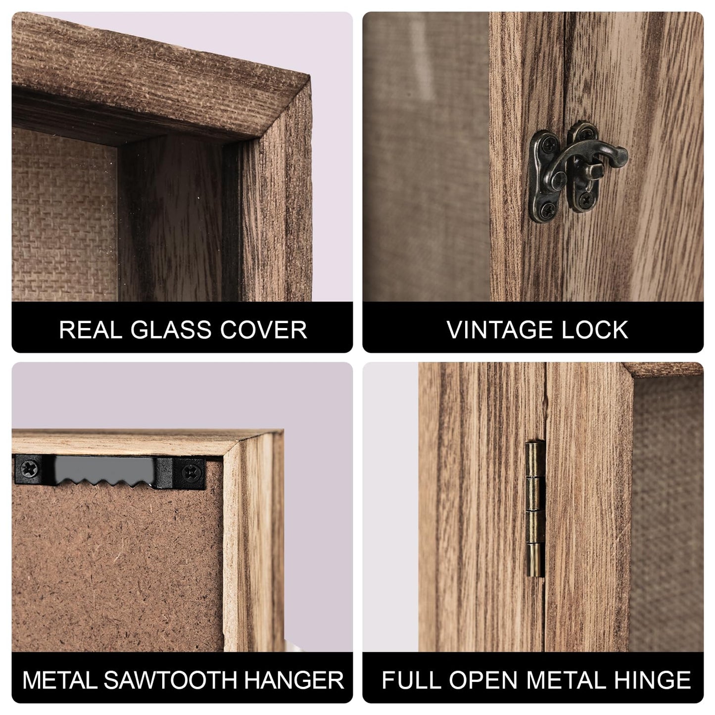 TILBLKUP Shadow Box Frame Display Case 8x10 Shadow Box with Linen Back, Real Glass Window Door with Hinge, Picture Frame for Memorabilia Medals Wedding Bouquet Collections, Memory Box for Keepsakes