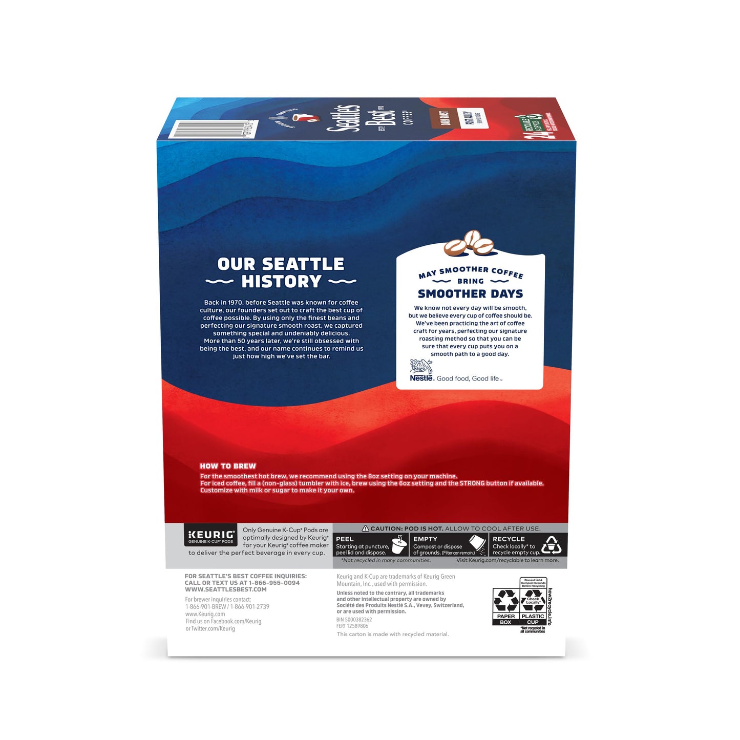 Seattle's Best Coffee K-Cup Pods Post Alley Dark Roast, 4 Boxes 96 Pods