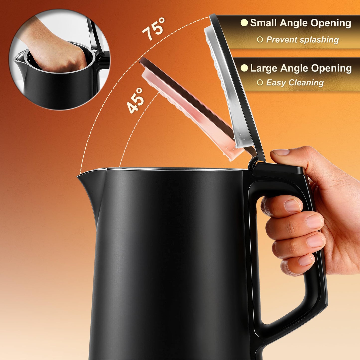 Dezin 0.8L Electric Kettle, Small Electric Kettle with Double Wall Construction, 304 Stainless Steel Electric Tea Kettle for Business Trip, Portable Travel Kettle with Auto Shut-Off