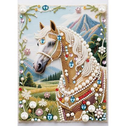 WSLWXSHM Pearl Diamond Painting Kits for Adults Horse, 5D Special Shape Diamond Art Kits for Beginners, Crystal Rhinestones Diamond Painting for Home Wall Decoration Gift 12×16inch/30×40cm Animal