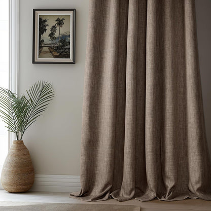 HPD Half Price Drapes Faux Linen Curtains, 1 Panel, 50W X 84L, Textured Room Darkening Drapes for Bedroom, Dutch Cocoa