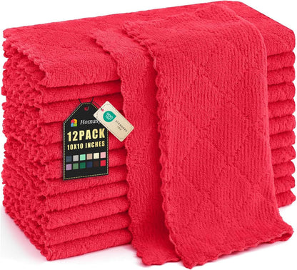 12 Pack (10 10 Inches, Homaxy Kitchen Dish Cloths x Red), Super Soft and Absorbent Coral Velvet Dish Towels, Nonstick
