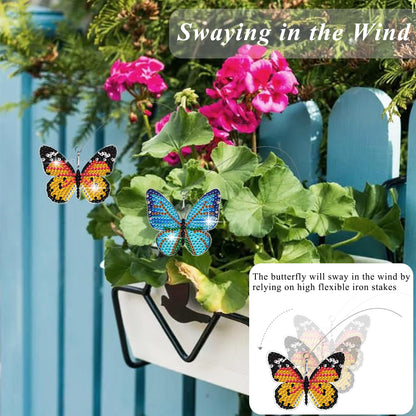 Vcekract 8 Pcs Butterfly Diamond Painting Swaying in The Wind, Diamond Art Kits for Adults, High Flexibility Iron Stakes Garden Decor, Diamond Painting Art Crafts for Beginners