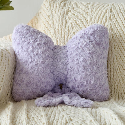 Ddliury Bow Pillow, Decorative Bow Pillows with Soft Plush for Couch Bed, Bow Shaped Throw Pillow Room Decor for Bedroom, Bow Decorative Pillow for Living Room (Lavender Purple, Small-12 Inches)