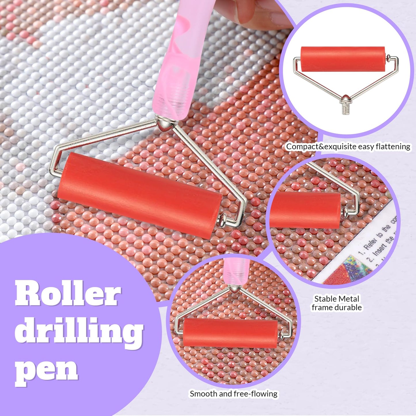 Sttargxing Diamond Painting Art Drill Bead Dot Pen Kit with Screw Steel Silver Metal Tip Nibs Placers Roller Tool Accessories,Ergonomic Diamond Art Pen for 5D Diamond Paint DIY