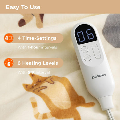 Bedsure Heated Blanket Wearable Shawl - Electric Wrap Poncho Blanket Hoodie for Adult, Birthday Gifts for Mom Women, Sherpa Heating Throw with 4 Time Settings & 6 Heat Settings, 55x64 inches, Grey