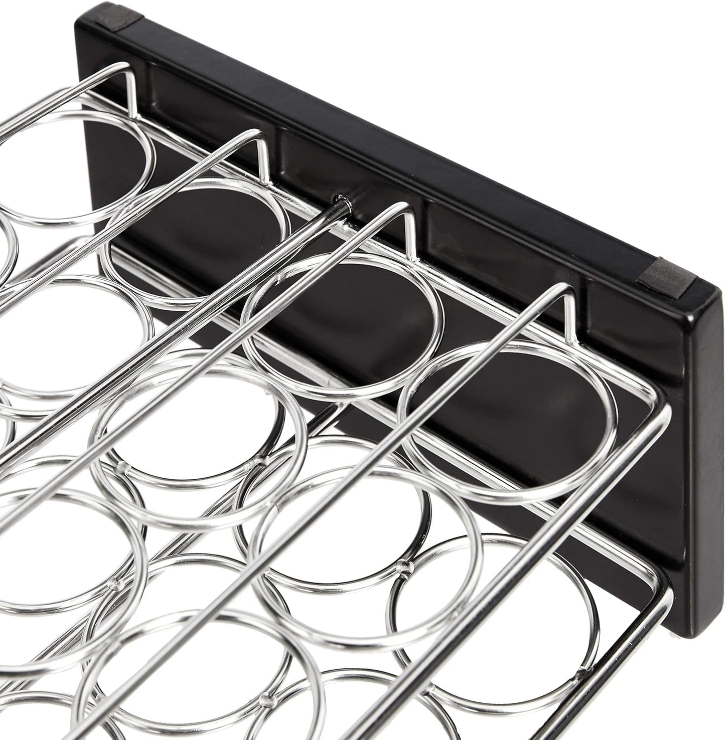 20 Amazon Basics Jars Spice Rack Organizer, Space-Saving Kitchen Organizer with Glass Spice Jars, Sturdy, Silver