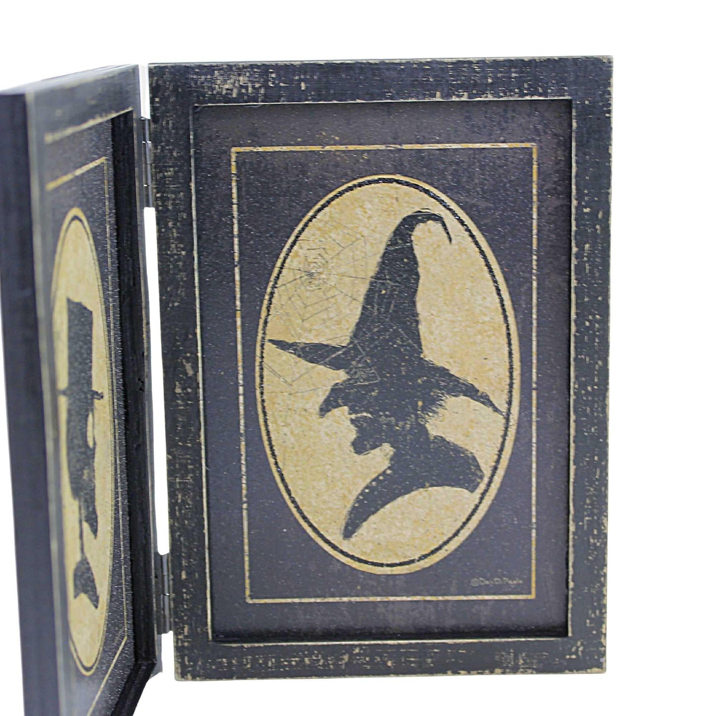 Primitives by Kathy Skeleton And Witch Portraits Home Décor Hinged Sign