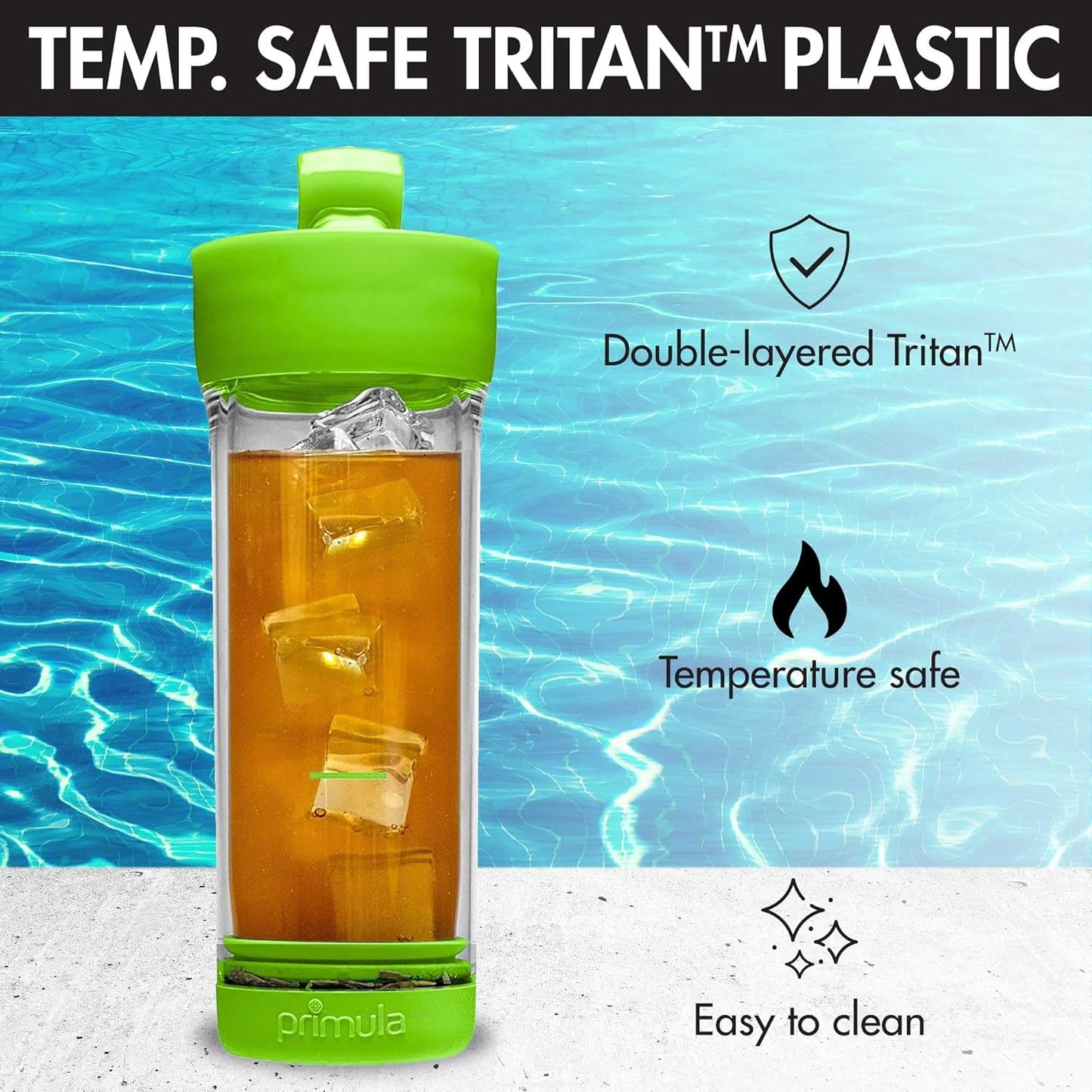 Primula Press and Go Iced Tea Maker, 16-Ounce Travel Tumbler, Green Infuser Bottle, Leak-proof Lid, Dishwasher Safe