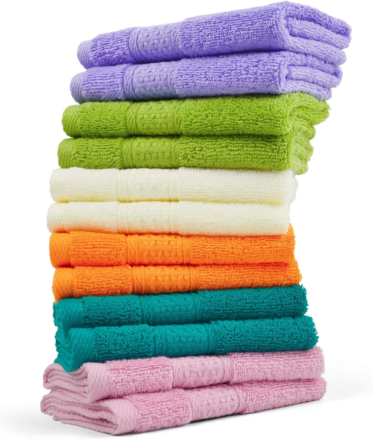 12 Pack 100% 13 13 Inches Cleanbear Face Cloths Washcloths Cotton Wash Cloth for Face - Large Bath Washcloths by