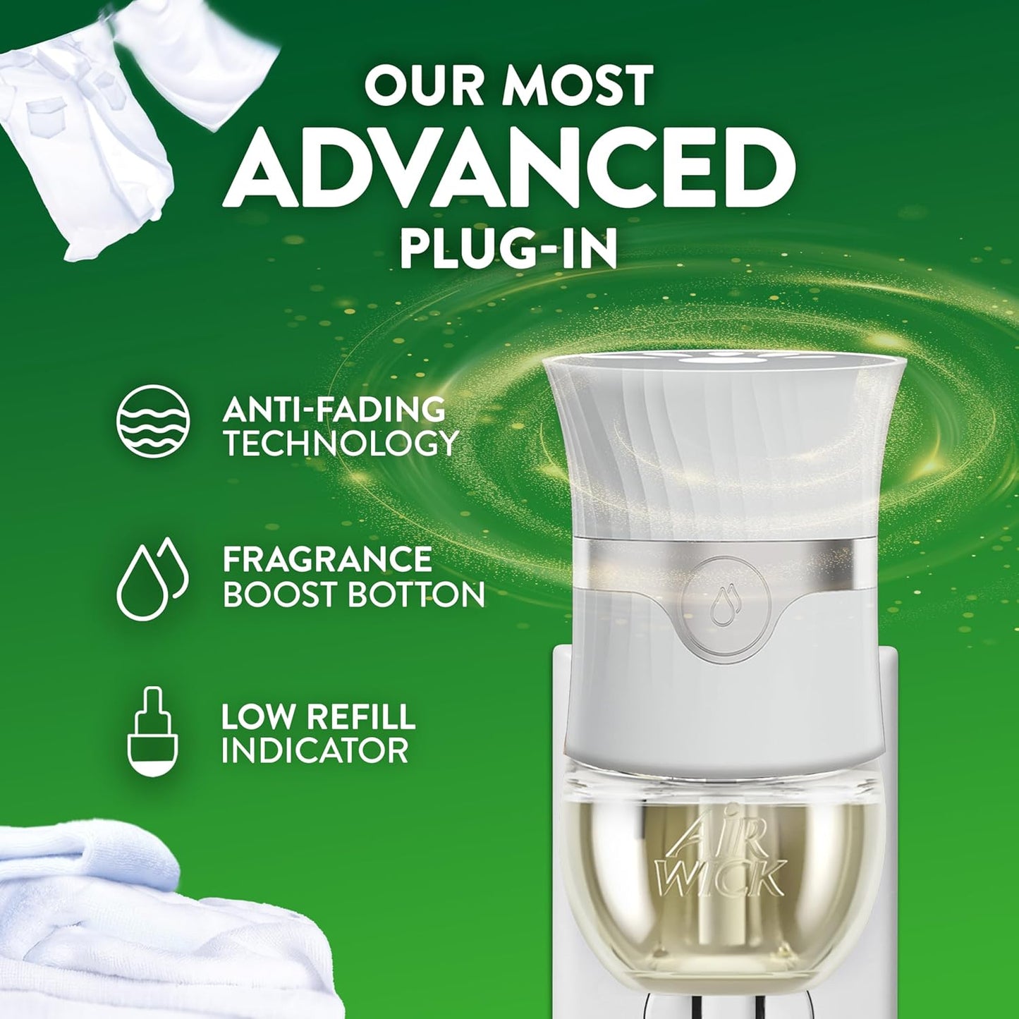 Air Wick Scented Oil Starter Kit - 2 Warmers + 6 Fresh Linen Refills | Eco-Friendly Air Freshener