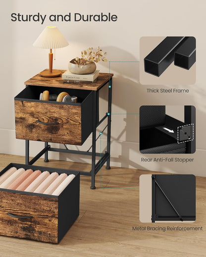 2 Closet, ULGS312B02S SONGMICS Dresser for Bedroom, Chest of Drawers, Nightstand, Steel, MDF, Non-Woven Fabric Drawers