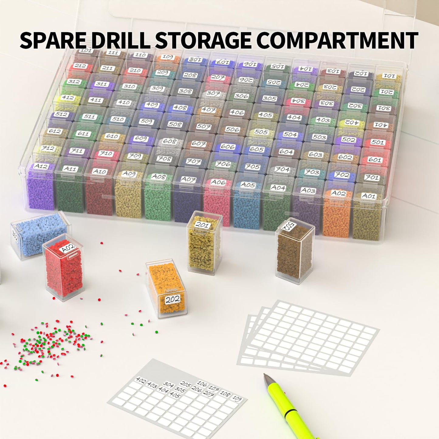 VANSUNS Newly Upgraded Transparent Large Capacity Diamond Painting Storage Containers,96 Grid Craft Organizers and Storage, Suitable for Nail Art, Necklaces, Bead Storage Containers