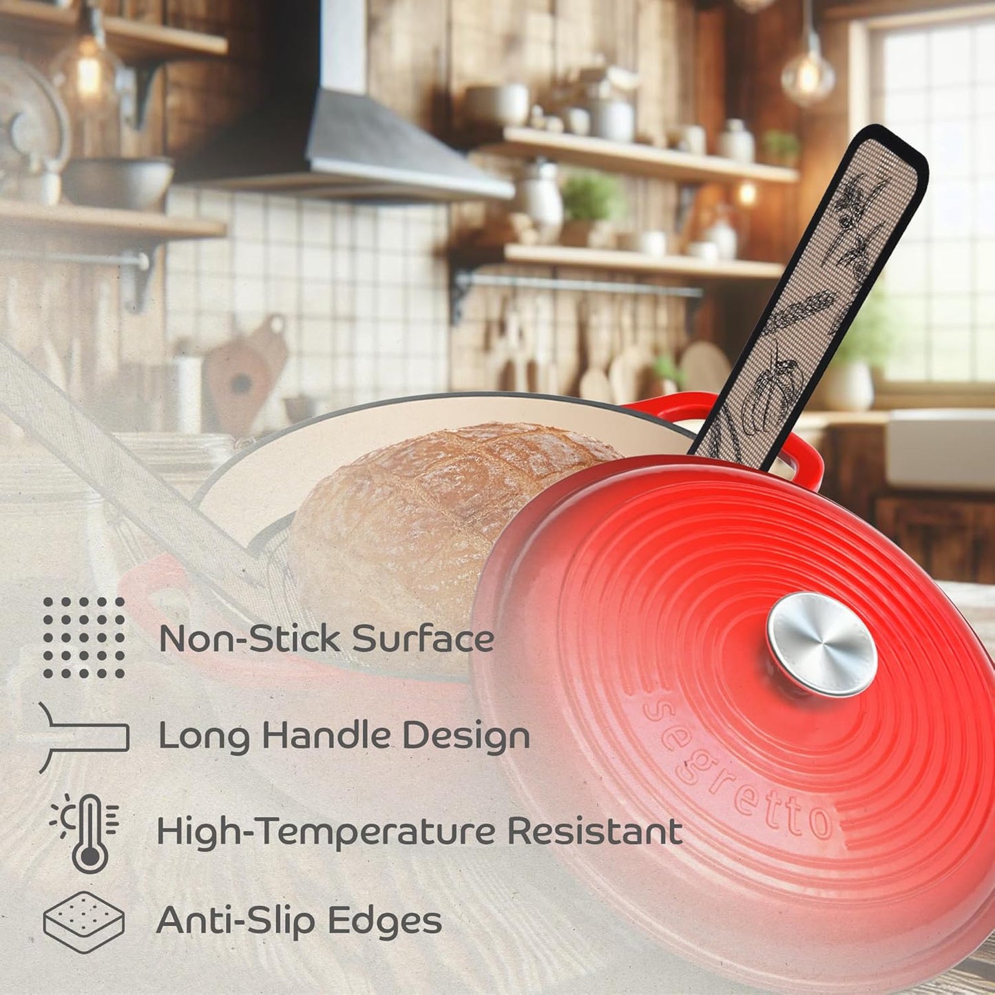 Silicone Bread Sling 2-Pack, Dutch Oven Silicone for Sourdough Bread by Segretto Cookware