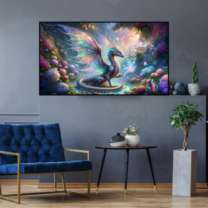 Zythron Large Diamond Art, Dragon Diamond Art Kits for Adults Beginner, Large Dragon Landscape Diamond Painting 5D DIY Full Round Gem Crystal Art Paint by Diamond, Home Wall Decor 27.5 X 15.7 inch