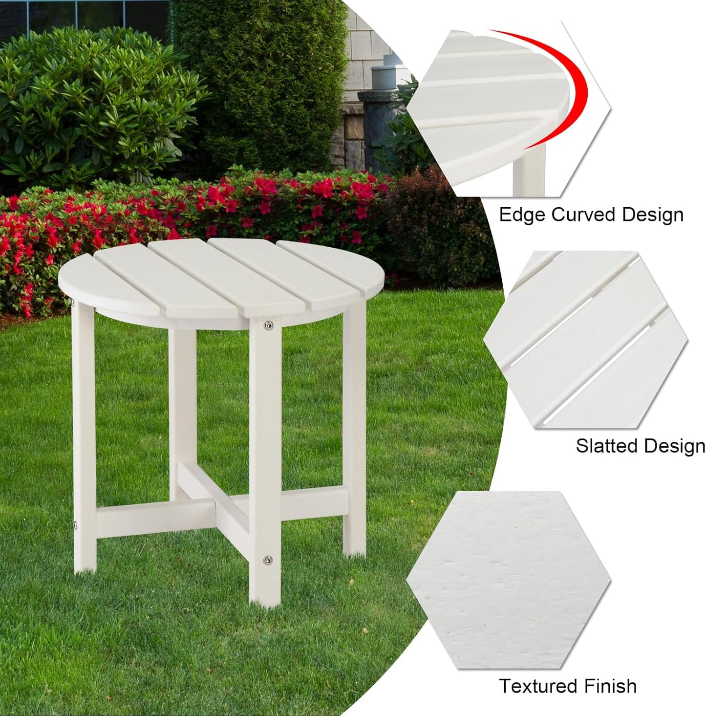 Volowoo 2 Beach Outdoor Side Table with Layer Storage, Plastic Waterproof and UV Resistant HDPE Adirondack Coffee End