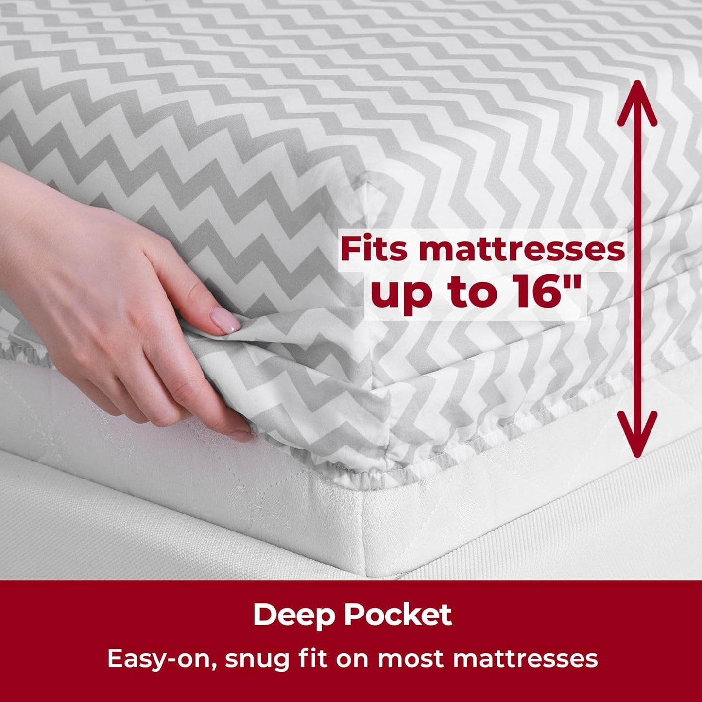 Mellanni Twin XL Sheets Set - 3 PC Hotel Luxury Bedding, Extra Soft & Cooling - Chevron Gray, Wrinkle & Stain Resistant