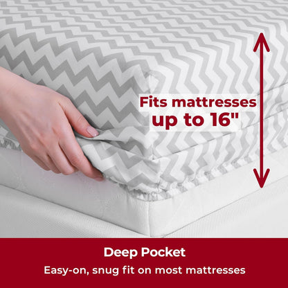 Mellanni Twin XL Sheets Set - 3 PC Hotel Luxury Bedding, Extra Soft & Cooling - Chevron Gray, Wrinkle & Stain Resistant