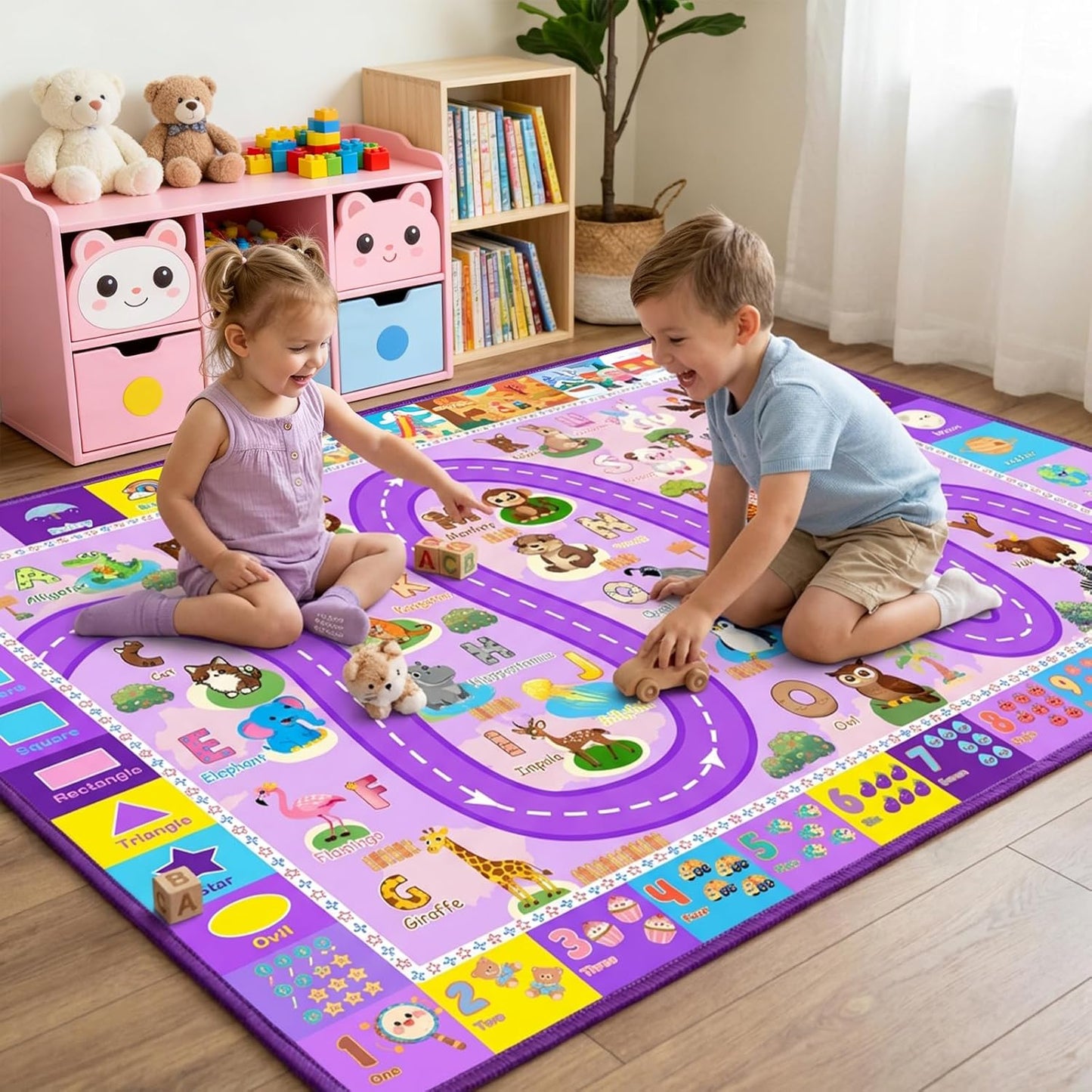 2.5x4 Kids Rugs for Playroom Feet, Educational ABC Alphabet Rug with Numbers Seasons, ABC Rugs for Kids Playroom