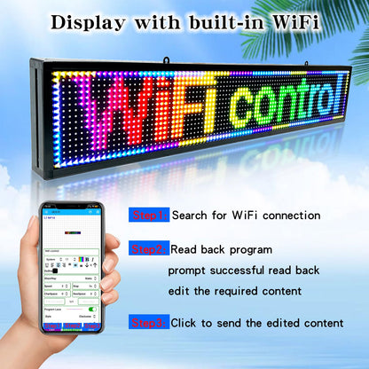 P10 Programmable Scrolling Led Sign Outdoor Signs For Businesse Custom Message Board Digita Display Advertising Screen Bar Word Light Wifi Control High Brightness Neon Sign 39"X8"