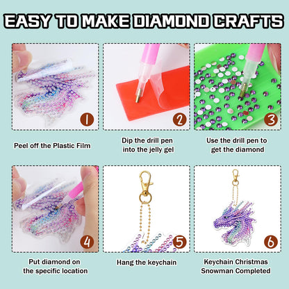 Keluna Diamond Art Keychains Dragon - 12 Pcs Dragon Diamond Painting Kits, Legond Animal Crafts Diamond Art Keychain Kit