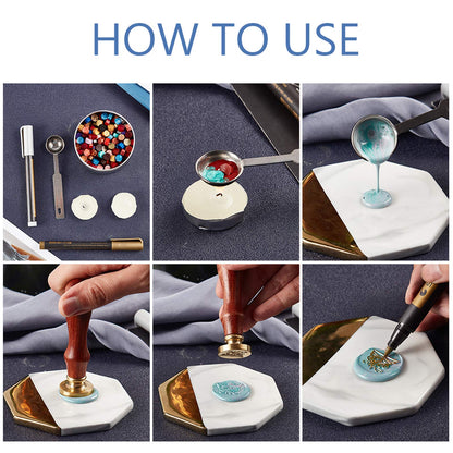 CRASPIRE Cherry Flower Wax Seal Stamp Set + 200pcs Pink Sealing Wax Beads + Melting Spoon + 3pcs Candles for Wedding Invitations Envelops Cards Gift Letter Wrapping Wine Packages