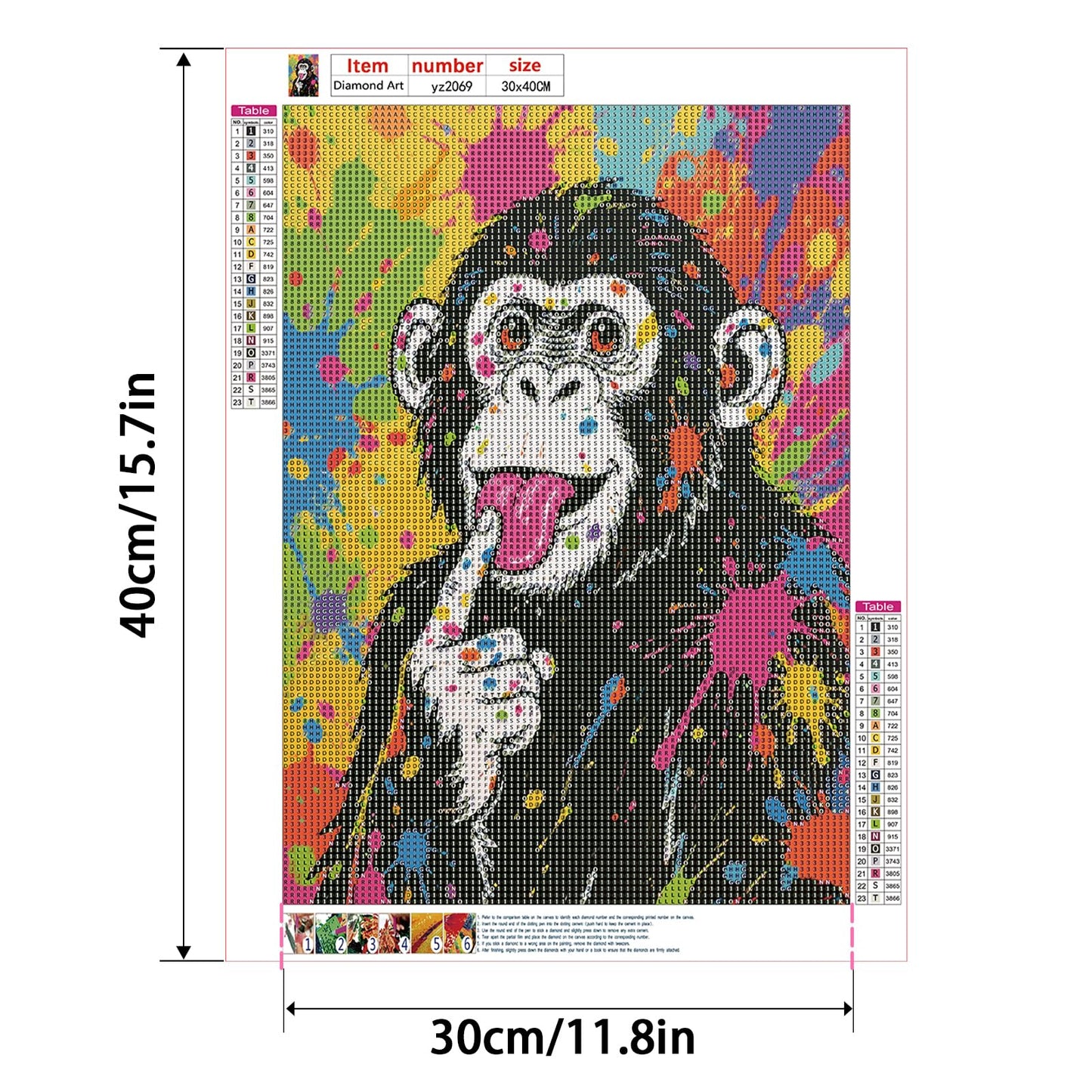 JZHYOAN Monkey Diamond Art Kits for Adults DIY Animal Diamond Painting Kit 5D Full Drill Round Painting for Beginners Home Wall Decor Crystal Rhinestone Round Gem Art Craft Embroidery Kits 30x40cm