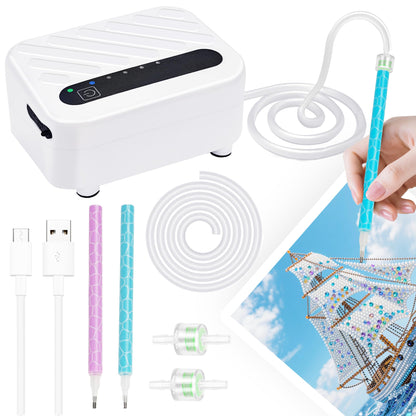 Mlife Electric Diamond Art Painting Pen, Rechargeable Vacuum Pump Diamond Pen for Diamond Painting - 3 Adjustable Suction Mode, Diamond Art Vacuum Pen Tool Kits, No Wax Needed(White)