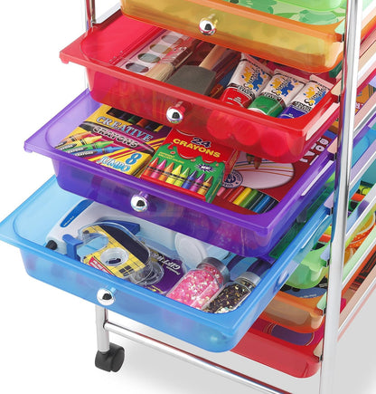 Whitmor 10 Drawer Rolling Craft Storage Cart, Plated Metal Frame for Crafting, Sewing, Crafts, Office, Home Storage,15.25“L x 13.50"W x 35.25"H, Chrome
