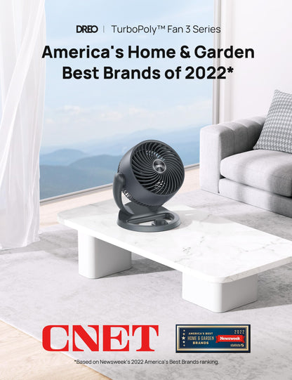 Dreo Fan for Bedroom, 12 Inches, 70ft Powerful Airflow, 28db Quiet Table Air Circulator Fans for Whole Room, 120° Adjustable Tilt, 3 Speeds, Desktop Fan for Home, Office, Kitchen
