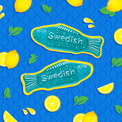 SWEDISH FISH Blue Raspberry Lemonade Soft & Chewy Candy, Bulk Candy, 12-3.59 oz Bags