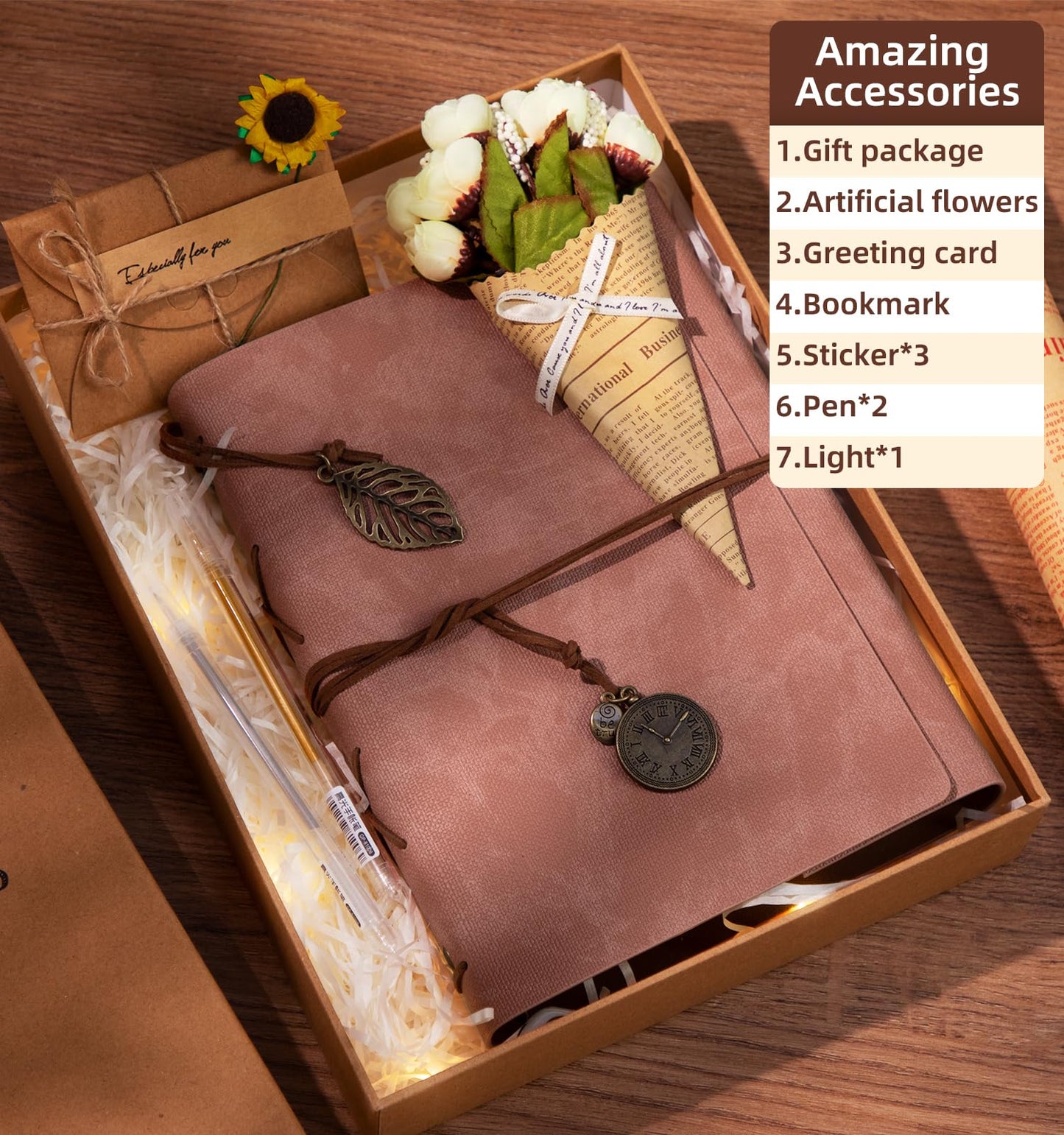 ALKALO Scrapbook Photo Album 100 Pages, 60 Page Self Adhesive+40 Page Kraft Paper DIY Photo Book for 2x3 3x5 4x6 5x7 Pictures, Leather Memory Book for Wedding Baby Family Travel Birthday Christmas
