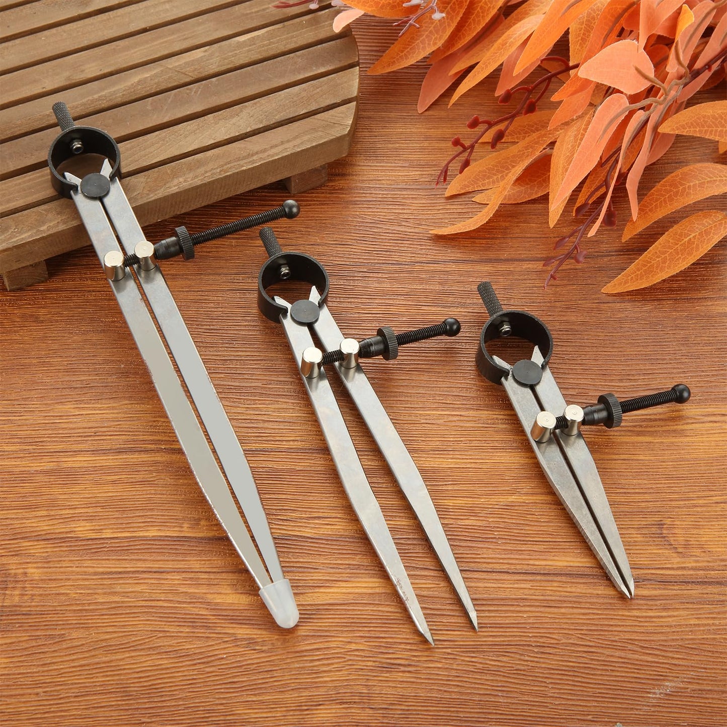 LDHHYH 3 Pack Adjustable Spring Wing Divider, 4/6/8 Inch Steel Lockable Divider Wing Compass, Precision Compass Geometry Tool for Drawing Drafting Woodworking Leather Craft