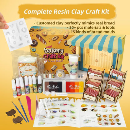 iLAND Air Dry Clay Kits Fun Crafts for Teens DIY Mini Bakery Miniature Food Toy Easy Crafts for Adult Women 1/12 Scale Accessories of Dollhouse Kitchen Creative Family Game Night Birthday Gift Ideas