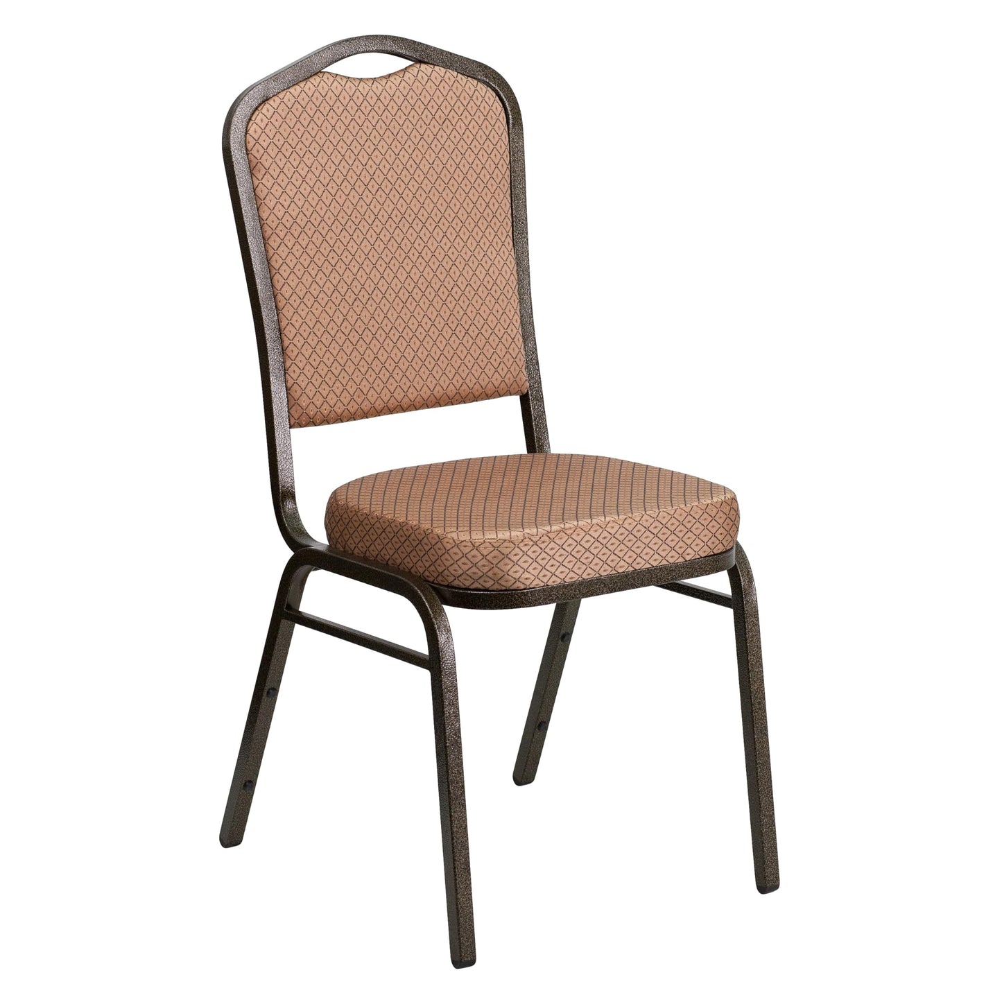 Flash Furniture 4 Pack HERCULES Series Crown Back Stacking Banquet Chair in Gold Diamond Patterned Fabric - Gold Vein Frame