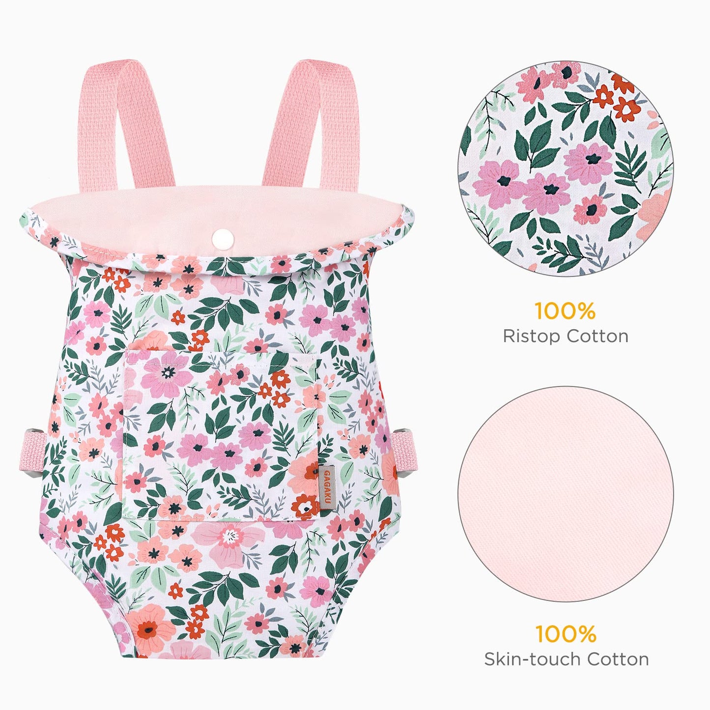 GAGAKU Baby Doll Carrier for Toddlers Doll Carrier for Little Girls Toy Baby Carrier for Kids Reborn Baby Doll Accessories - Pink (Leaf)