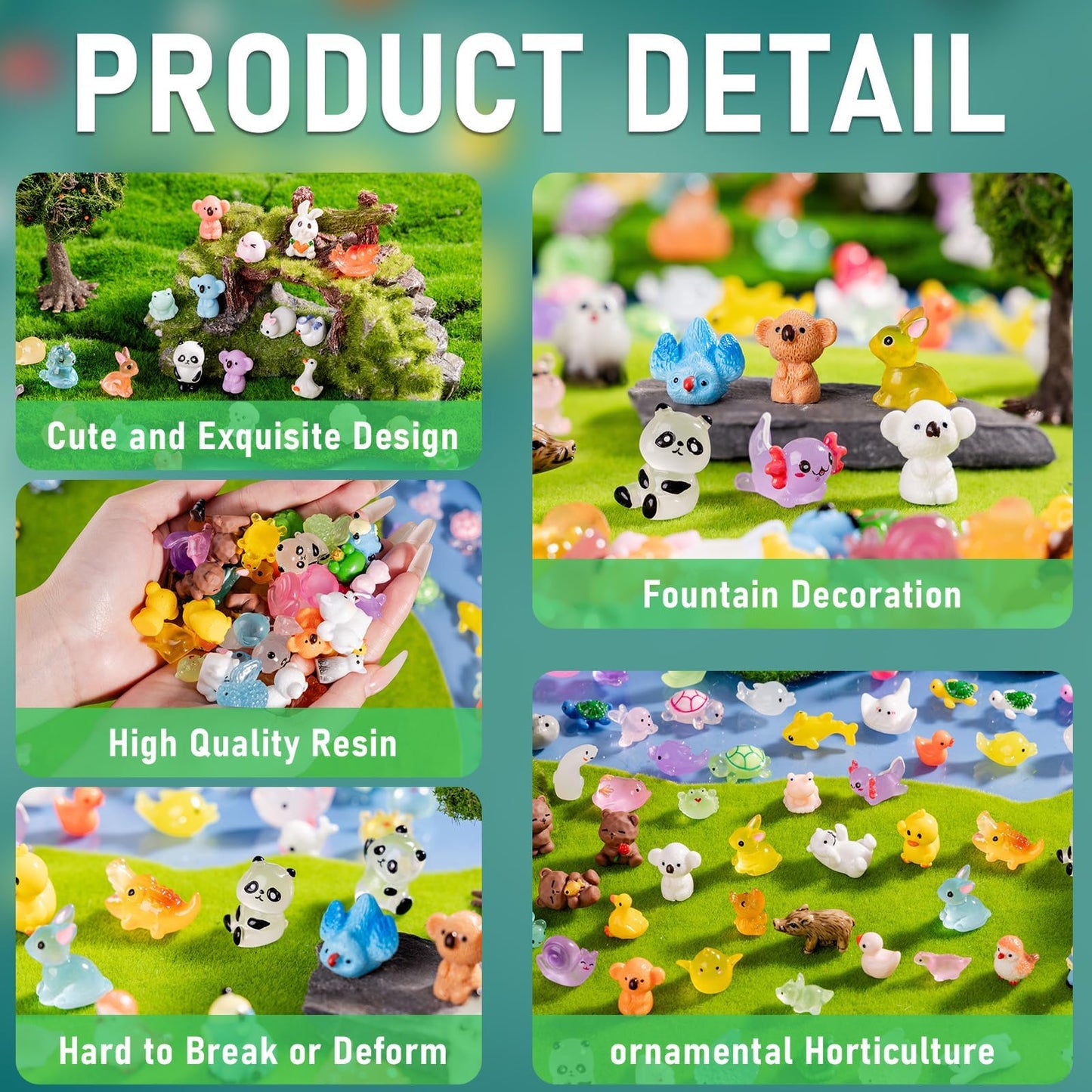 jrootouh 140 Pack Mini Animals Tiny Duck，Cow，Bee Figurines Bulk for Miniature Dollhouse Decor Accessories Garden Aquarium Potted Ornament Party DIY Charms Office Classroom Activity to Hide