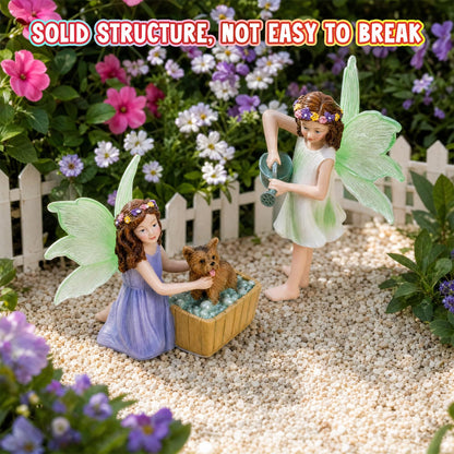 DONABELA Fairy Garden Figurines Set, 2PCS Miniature Dog Bath Statues, Garden Decor Accessories for Outdoor Patio, Yard, Lawn, Succulent Planter, Micro Landscape, Tiny Gift Kit