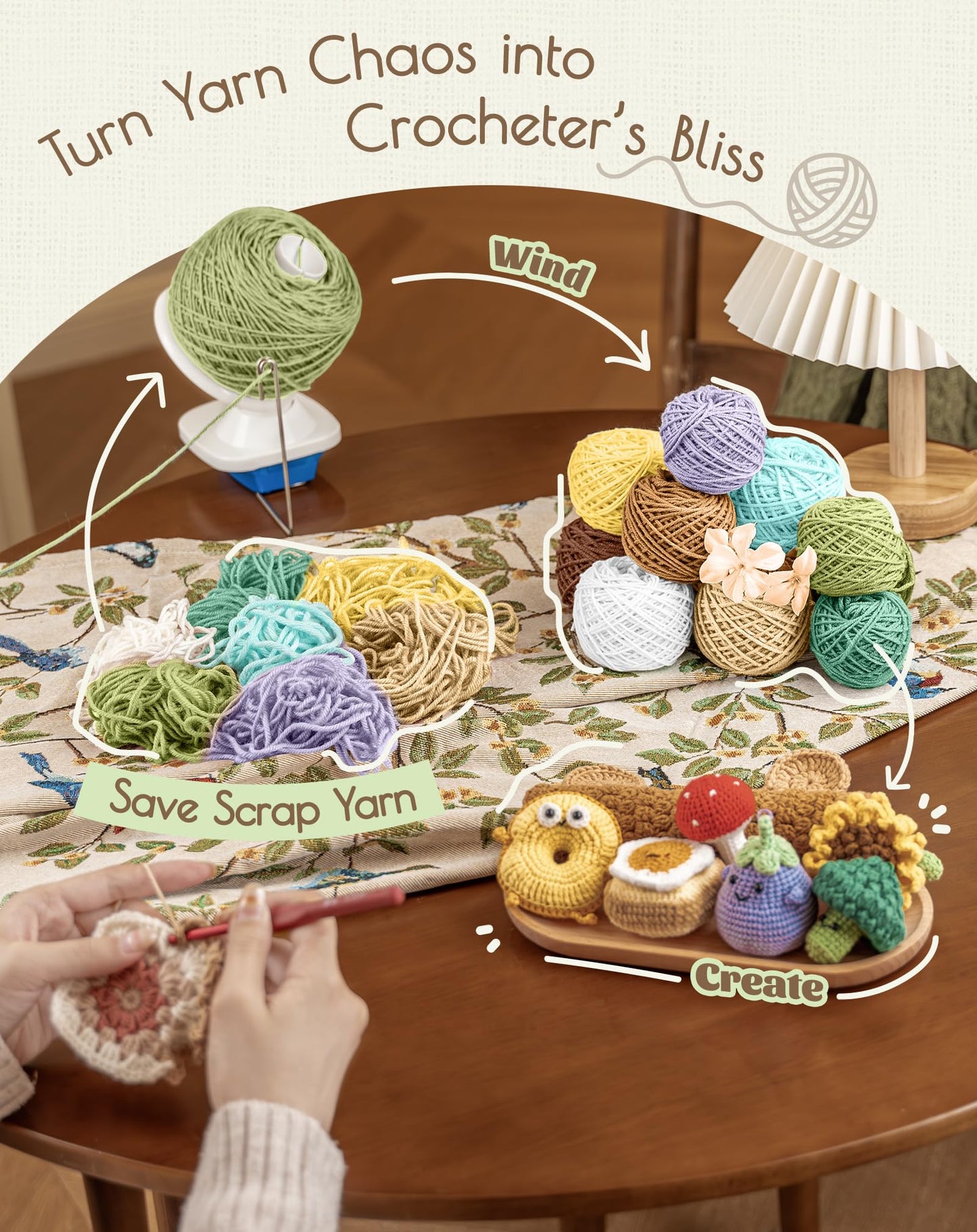 Adhafera Yarn Winder, Yarn Ball Winder for Crocheting, The Helper for Yarn Collection Lovers