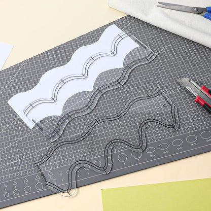 5 Pcs Wave Quilting Rulers and Templates Set, Quilting Ruler and Templates Waves Ruler Acrylic Quilting Templates for Machine Quilting Free Motion Quilting Stencils Wavelengths Sewing Rulers